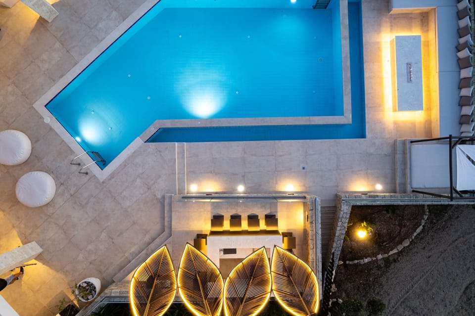 Outdoor lounge area and bar space