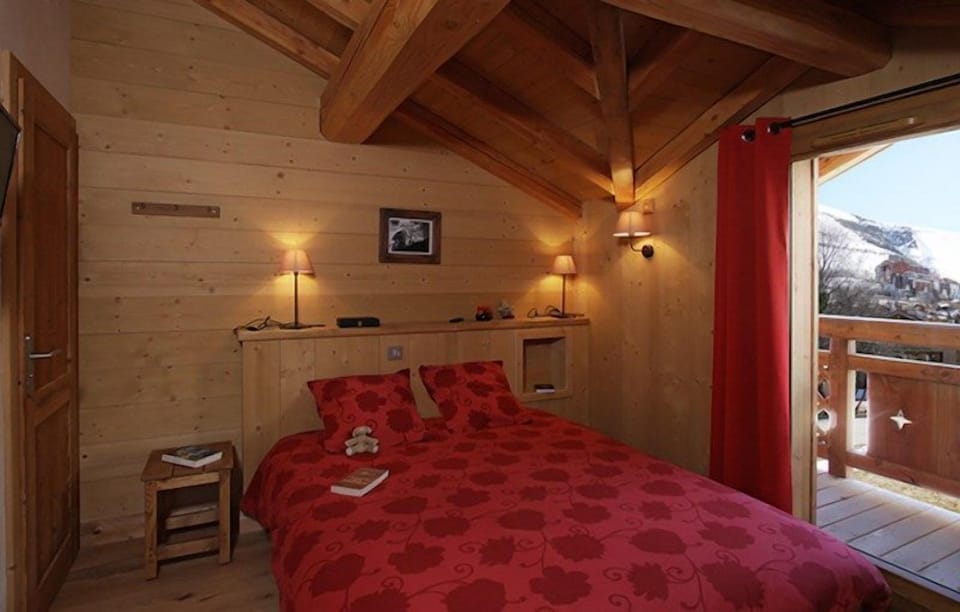 Drift to sleep in the comfortable bed after a wonderful day outside.
