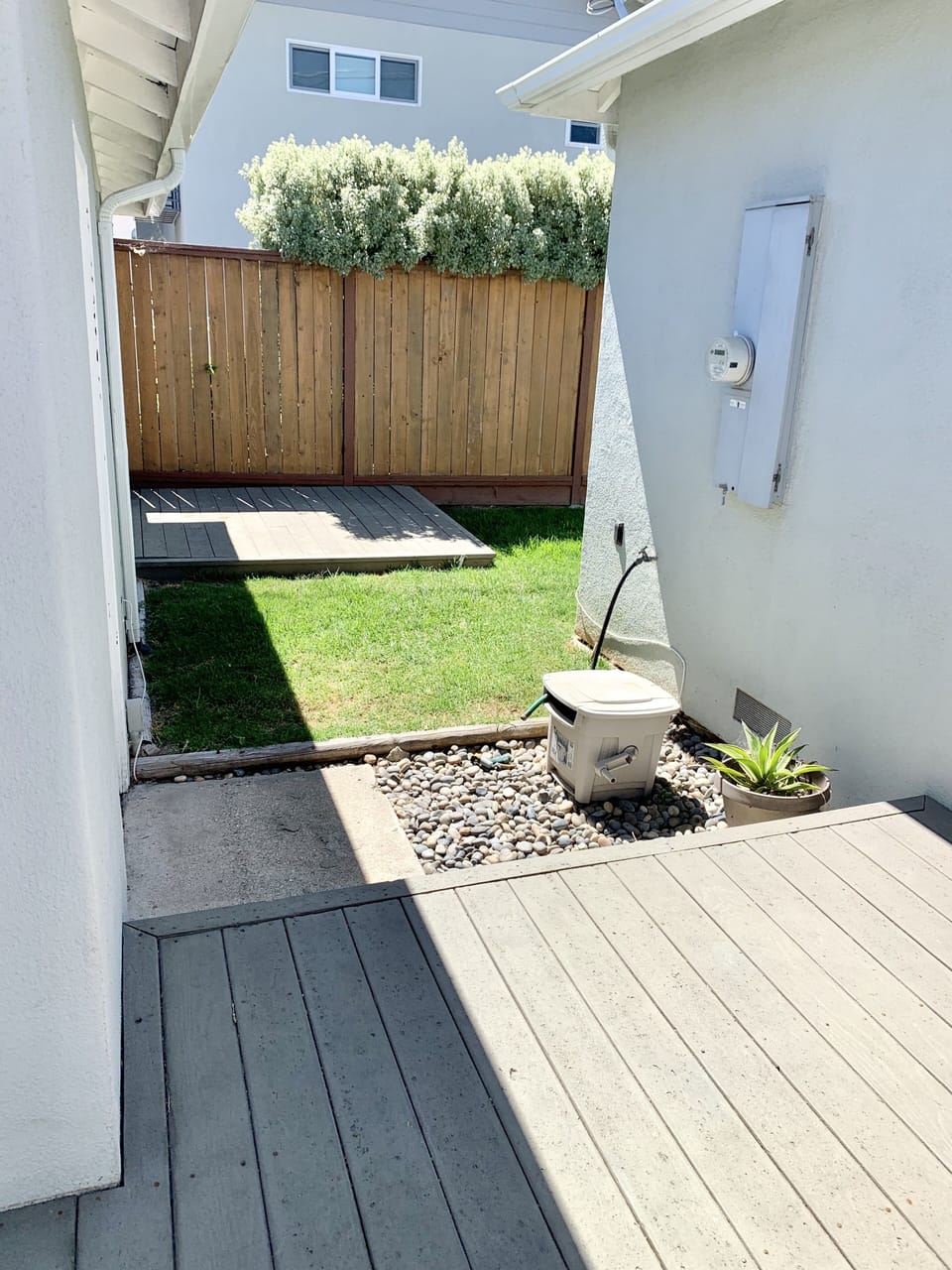 Back porch with grassy area.