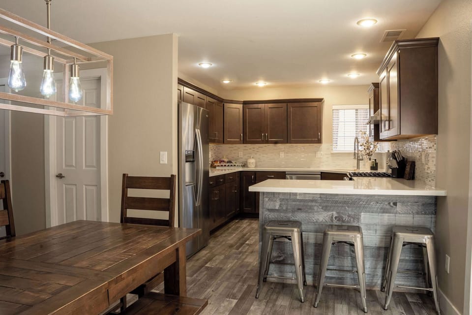 Bright, open, and fully stocked for your stay. Whether you're brewing morning coffee or preparing a relaxed dinner at home, the kitchen is designed to feel simple, functional, and welcoming.