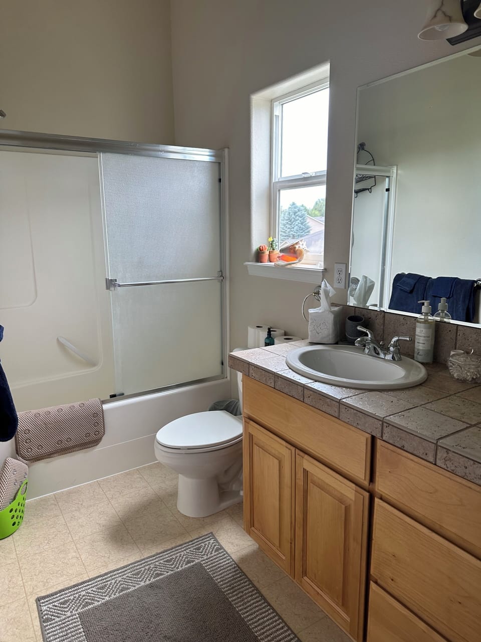 Upstairs full-size bathroom with tub