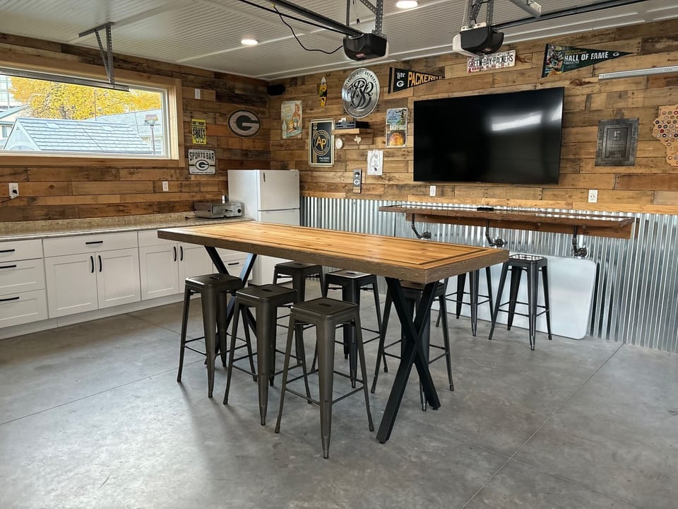 Large pub table in party garage