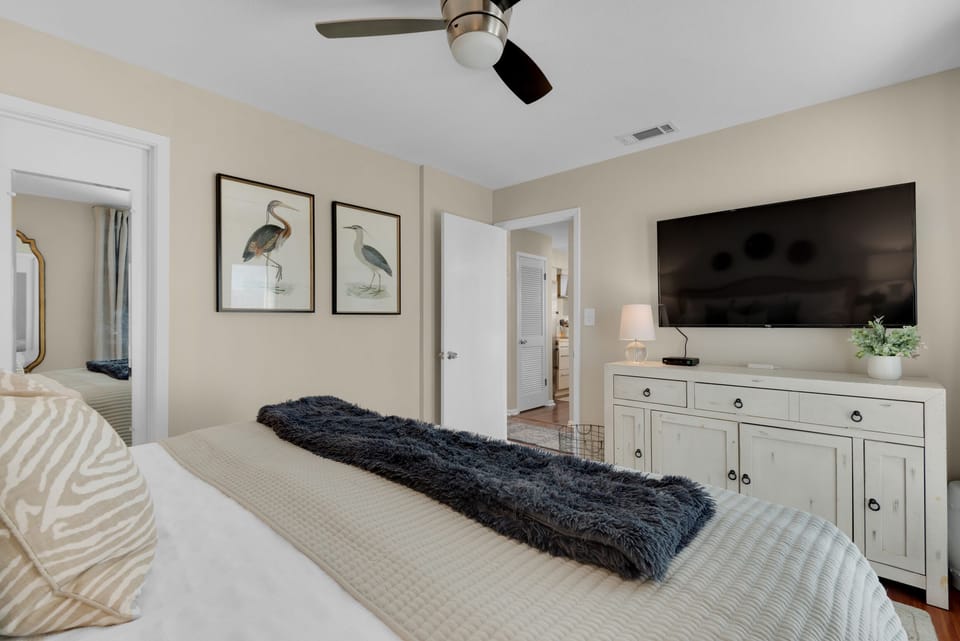 Master bedroom with large flat screen TV