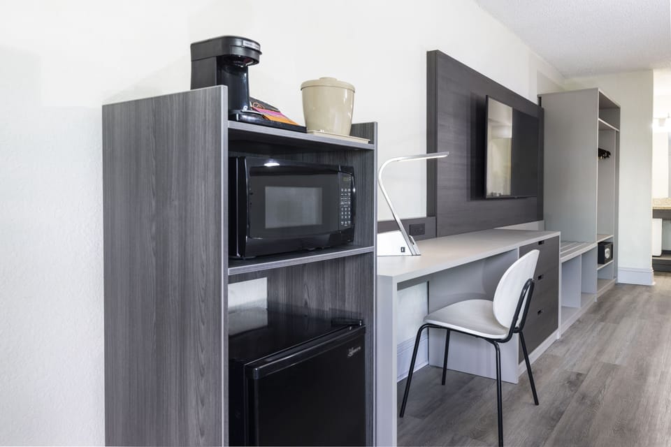 Fridge, microwave, coffee/tea maker