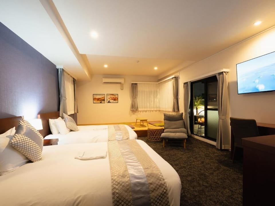 Japanese Western Style Suite Room, Balcony, Non Smoking (140cm bed x 2) Max 6 people | Premium bedding, down comforters, desk, soundproofing