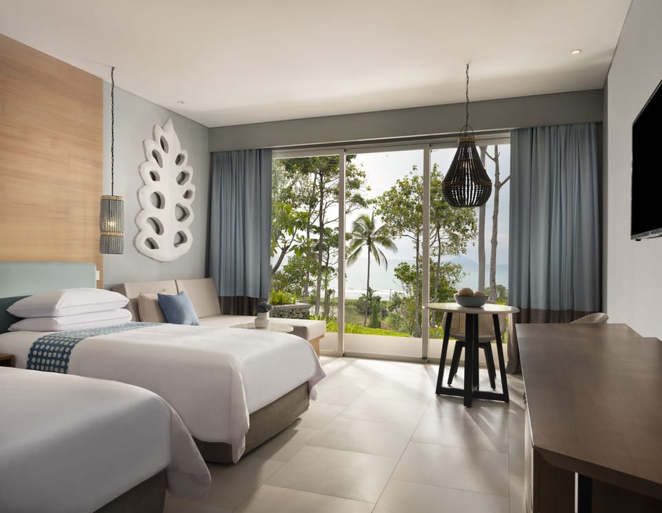 Cozy Garden Ocean View | Pillowtop beds, in-room safe, desk, laptop workspace