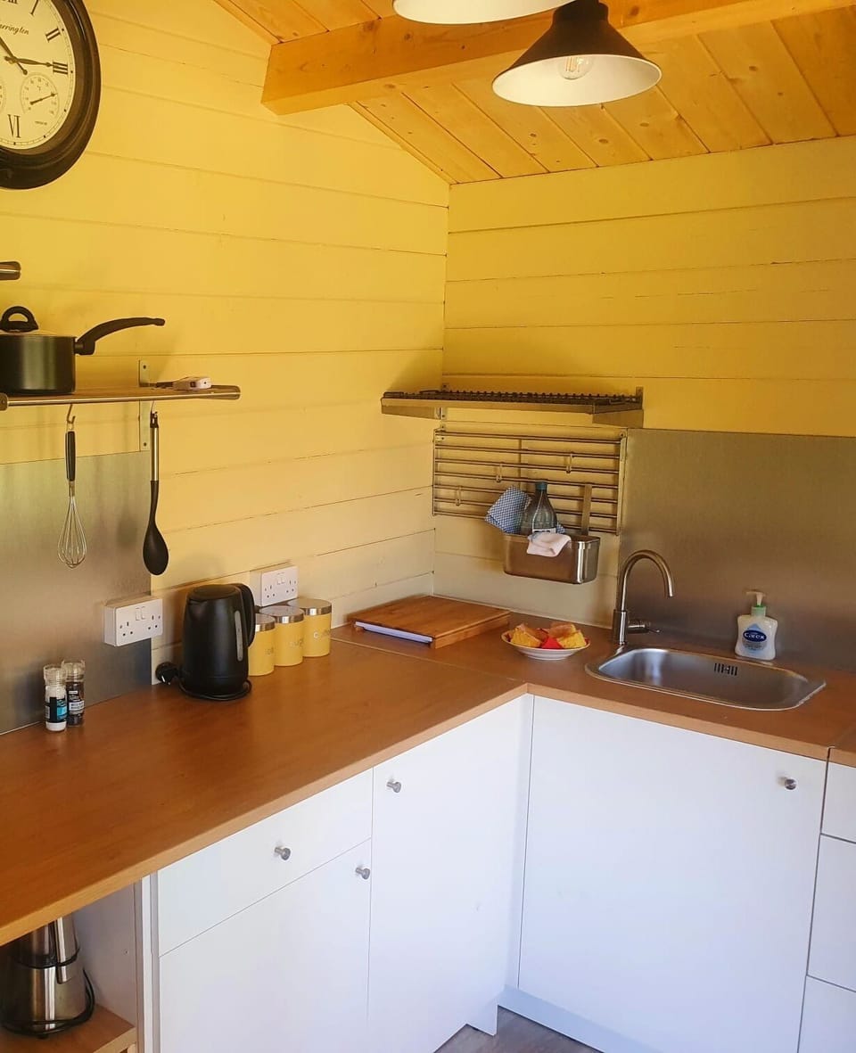 Fridge, coffee/tea maker, electric kettle, highchair