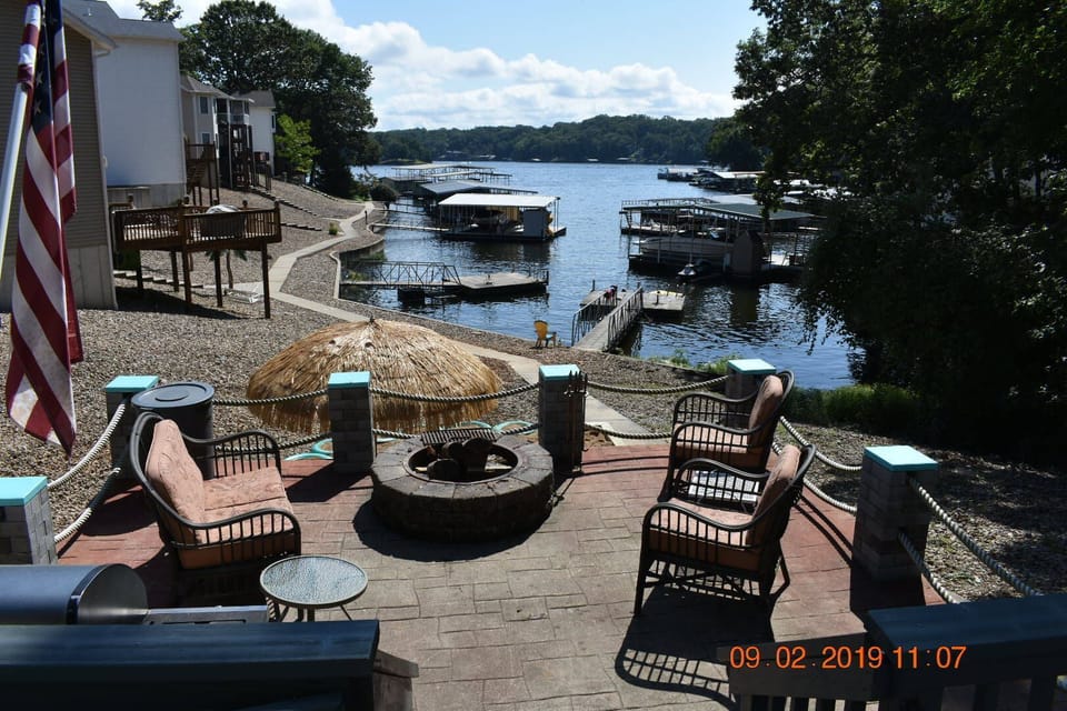 Evenings around the fire pit with lake views—unwind after a day on the water