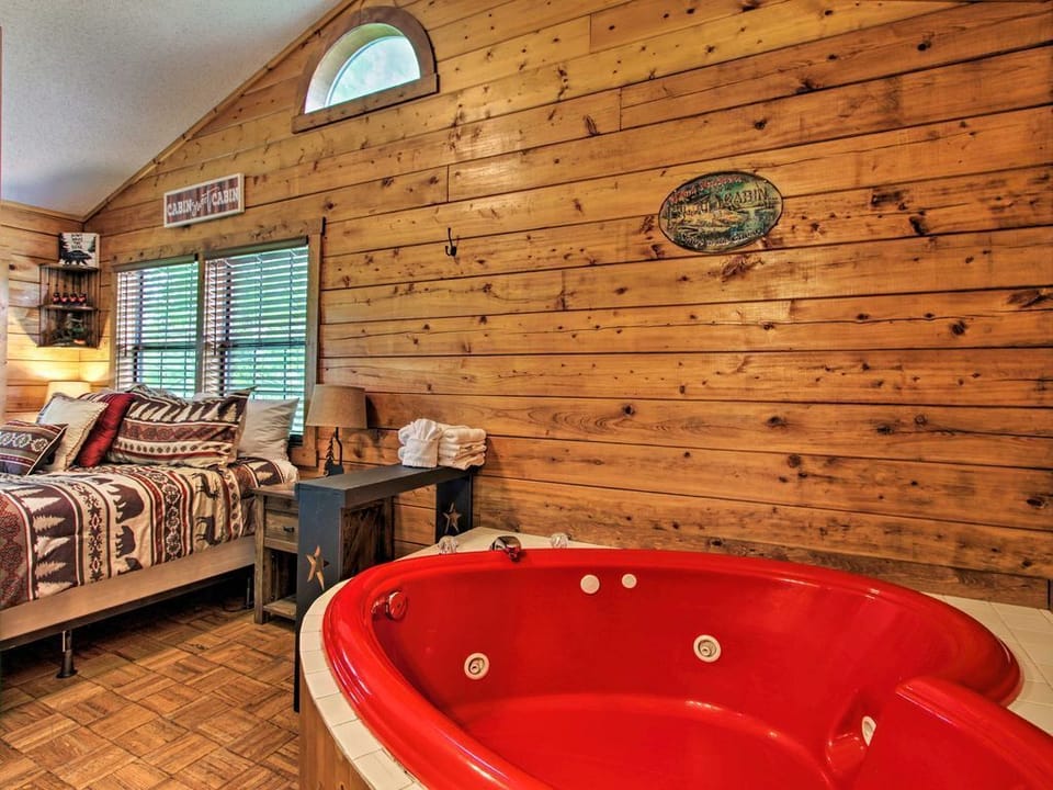 Romantic getaways are that much sweeter with a heart-shaped Jacuzzi.