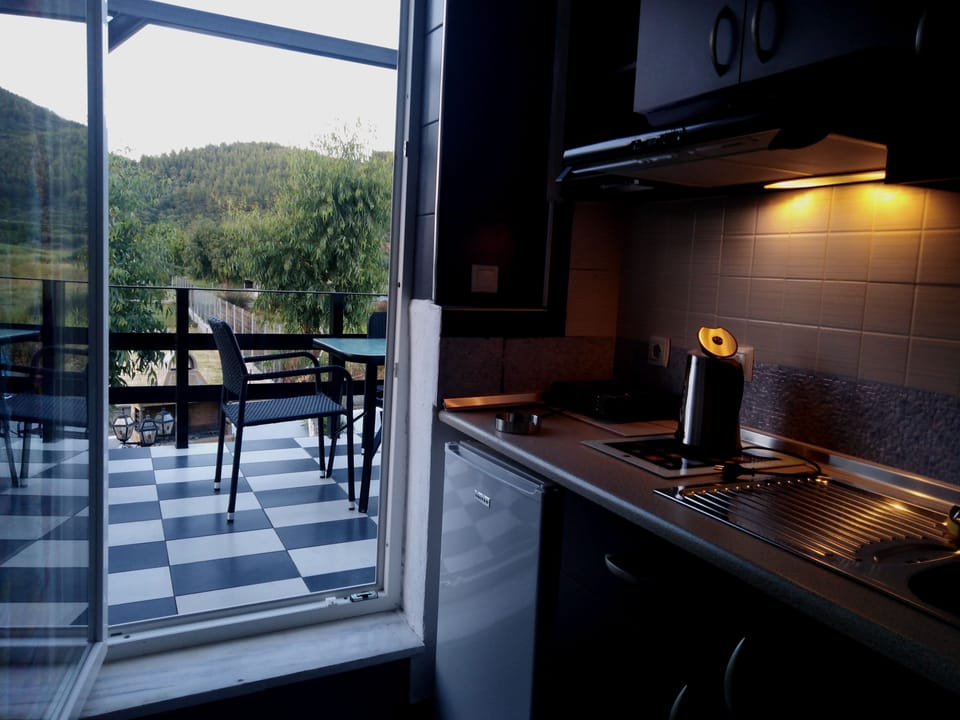 Economy Double Room | Private kitchen | Fridge, cookware/dishes/utensils