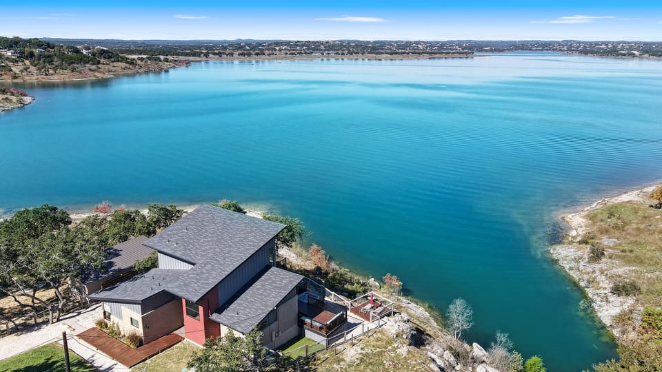 Ariel view looking looking at the lake