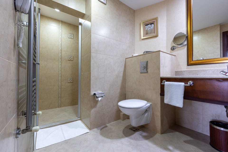 Standard Double Room, City View | Bathroom | Separate tub and shower, hair dryer, bathrobes, slippers