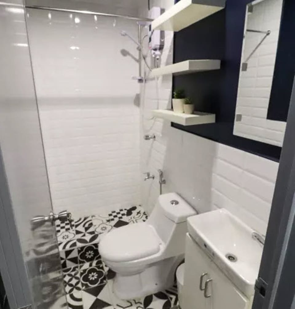 Shower, bidet, towels, toilet paper