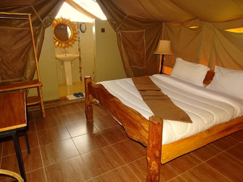 Luxury Tent | Premium bedding, memory foam beds, desk, bed sheets
