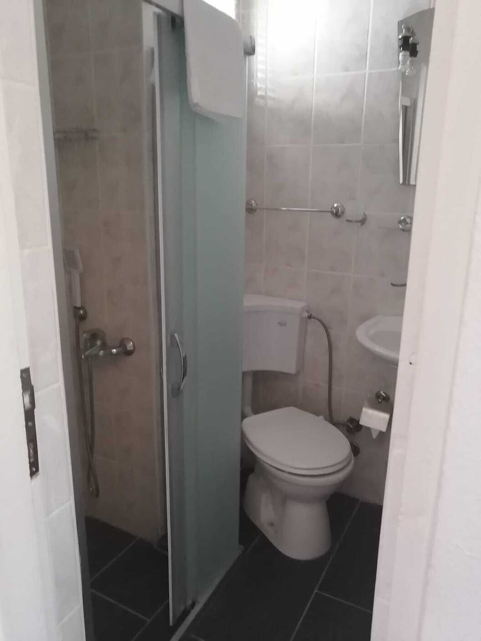 Shower, slippers, towels