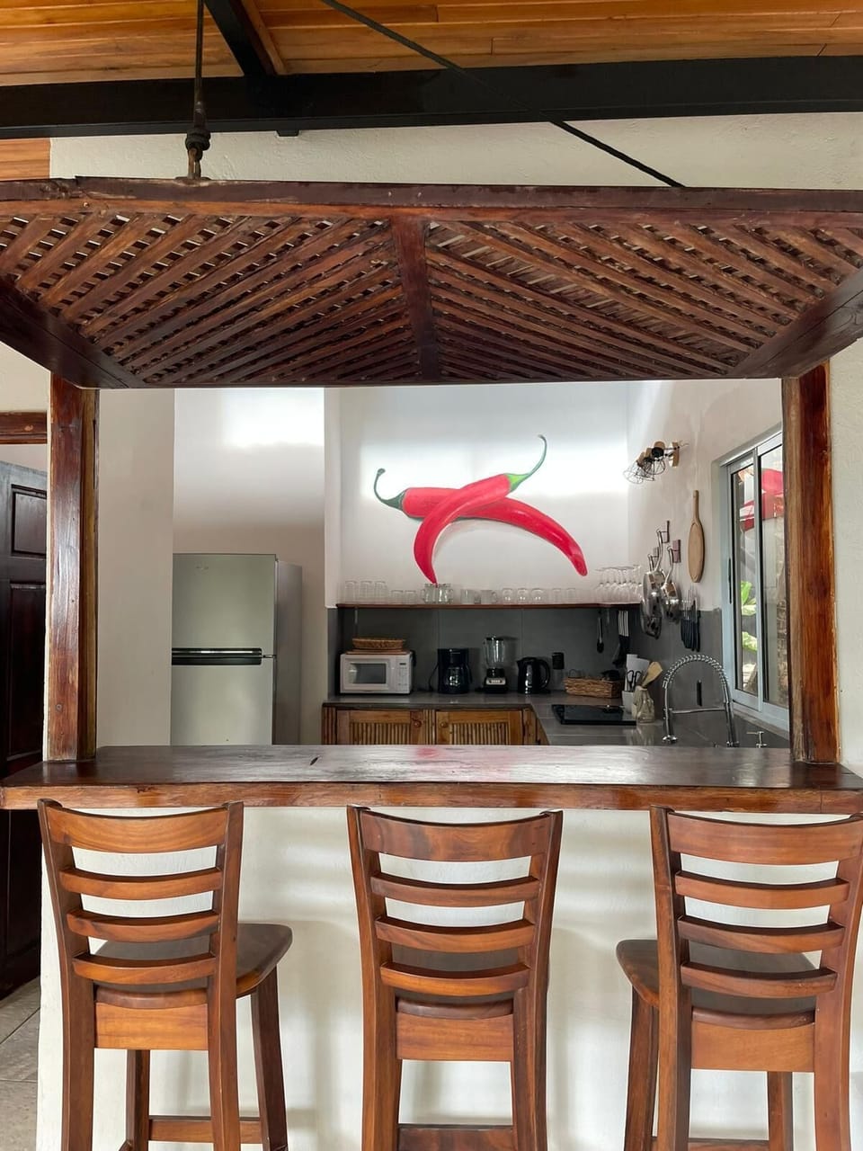 Luxury Villa | Private kitchen | Full-size fridge, microwave, stovetop, electric kettle