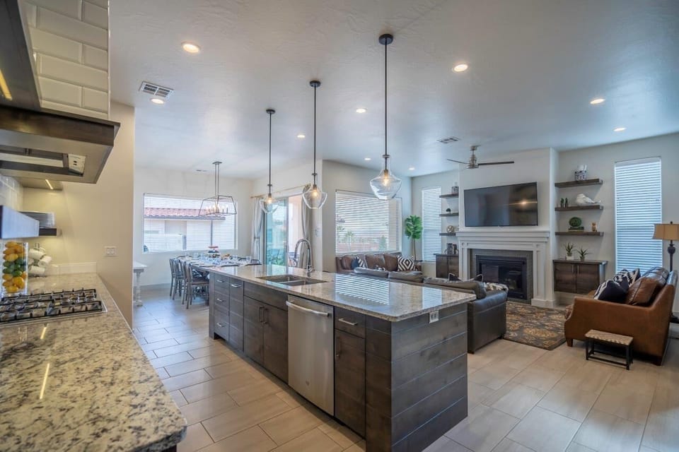 Open concept living spaces make gathering easy