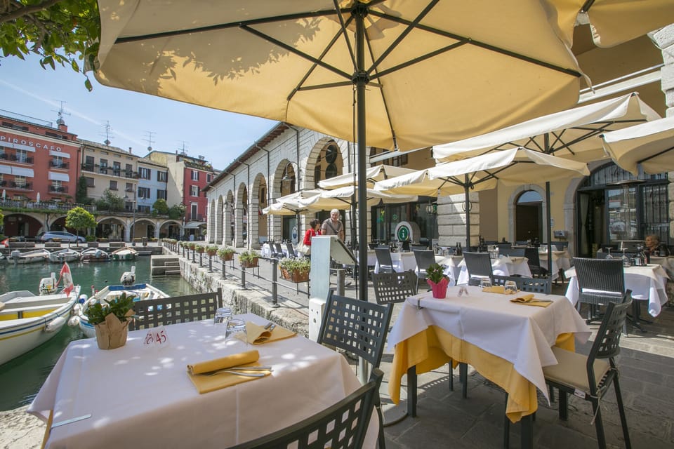 The terraces of the inner port of Desenzano del Garda