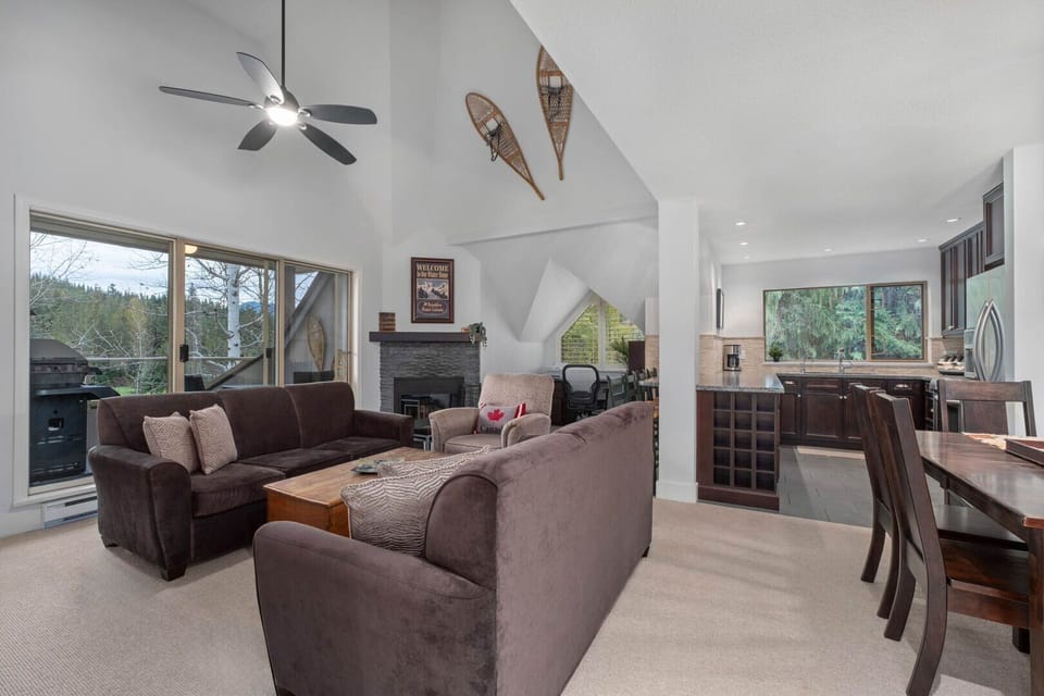 Open plan living, kitchen, dining, and office space!