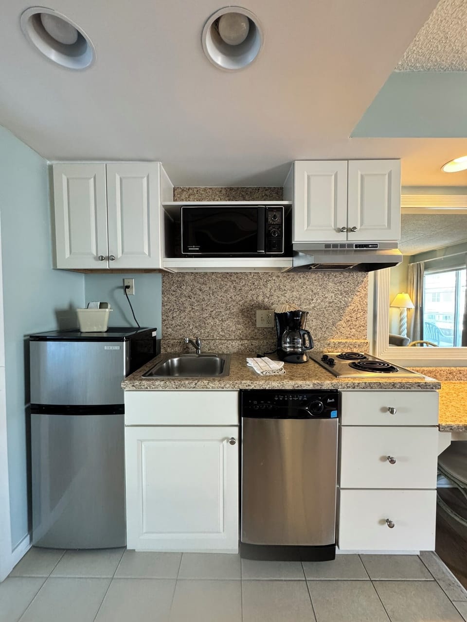 One Bedroom Suite with Living Room | Private kitchen | Mini-fridge, microwave, stovetop, dishwasher