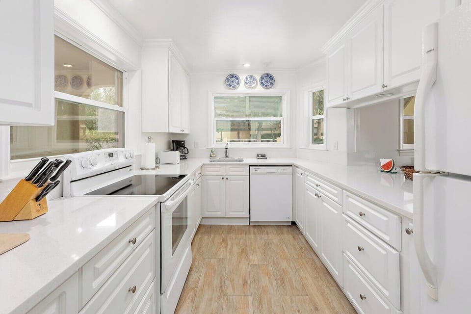 Modern kitchen with white cabinetry