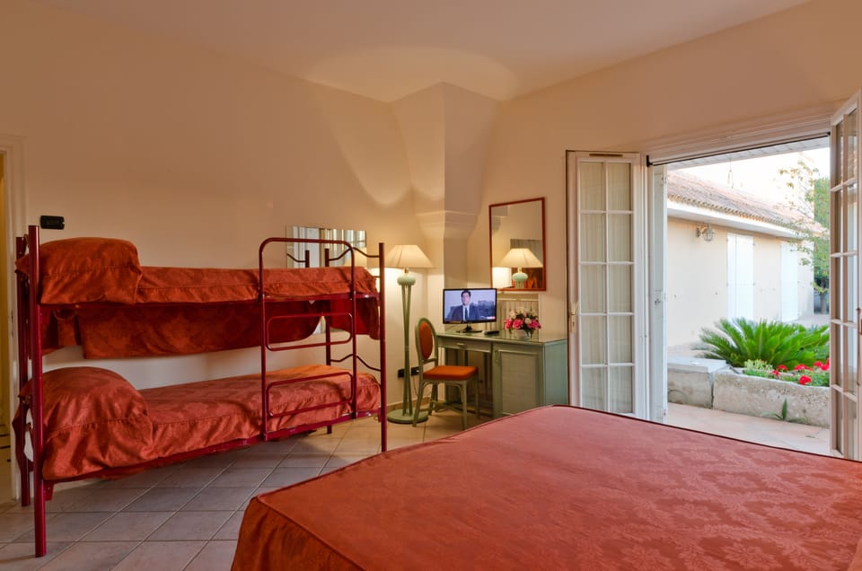 Quadruple Room, Pool Access | Premium bedding, desk, bed sheets, wheelchair access