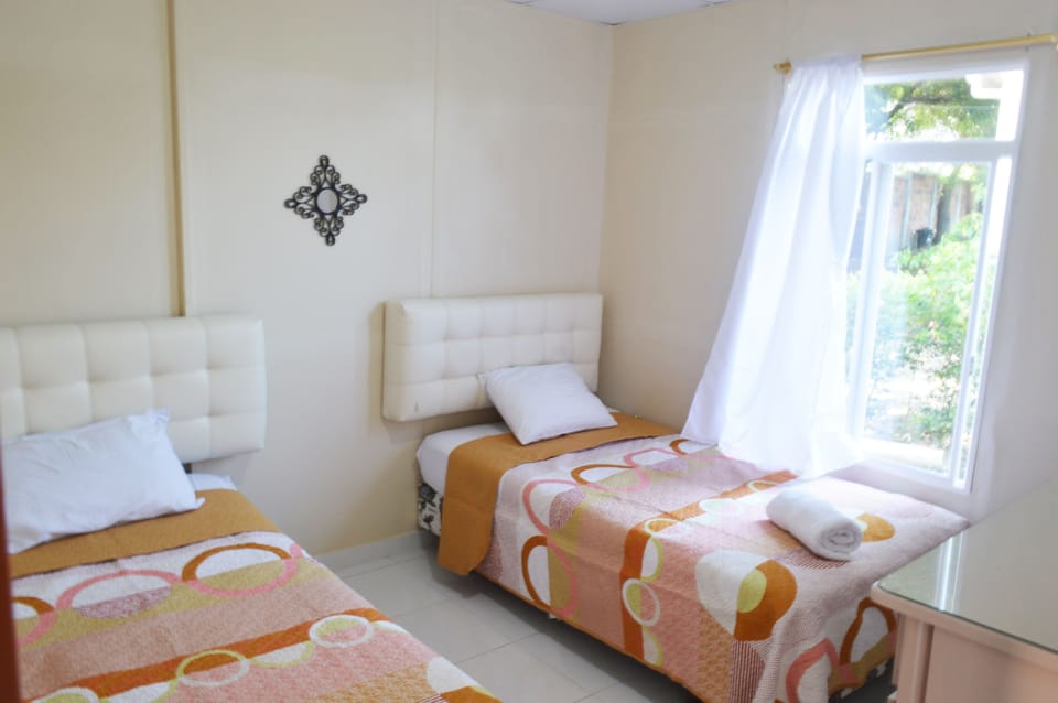 Laptop workspace, WiFi (free), bed sheets