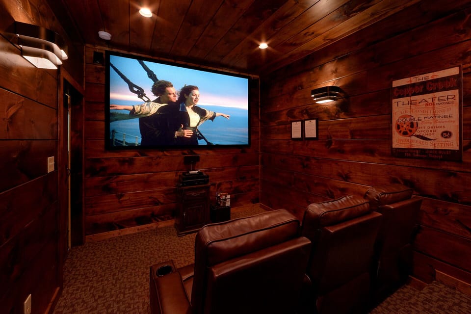 Private home theater room with theater seating