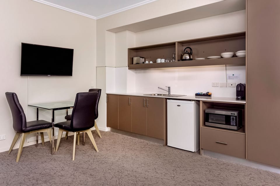 New Haus Studio | Private kitchenette | Fridge, electric kettle