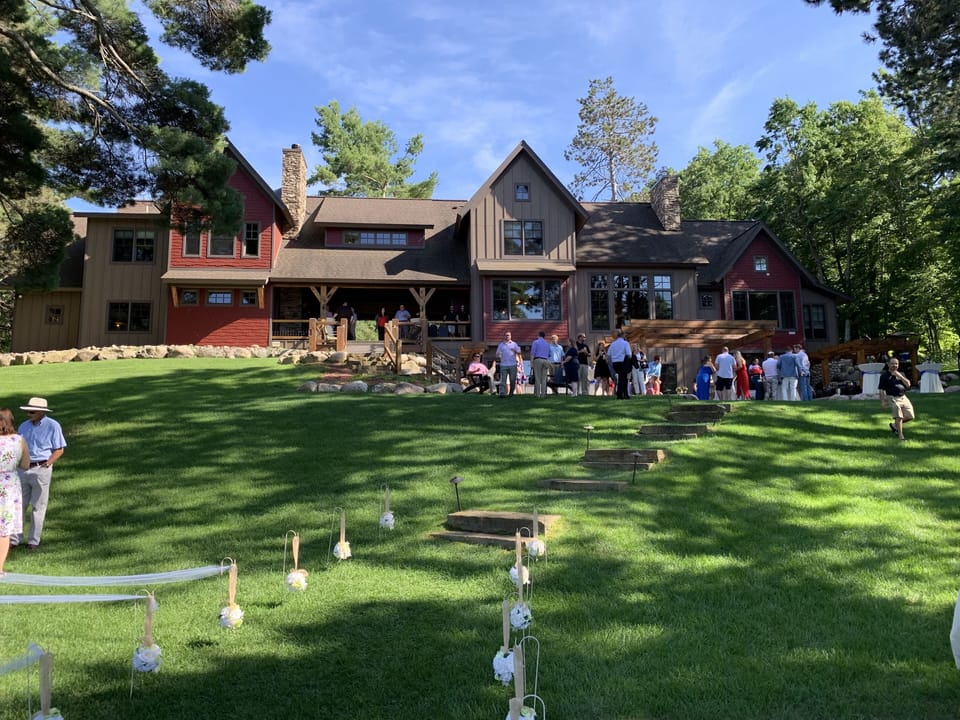 WEDDING DAY FROM THE LAKE. LOOKING TOWARD THE HOUSE. 