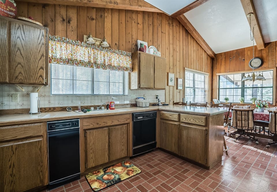 Sunlit, rustic kitchen invites cozy breakfasts, warm memories, and slow mornings with loved ones.