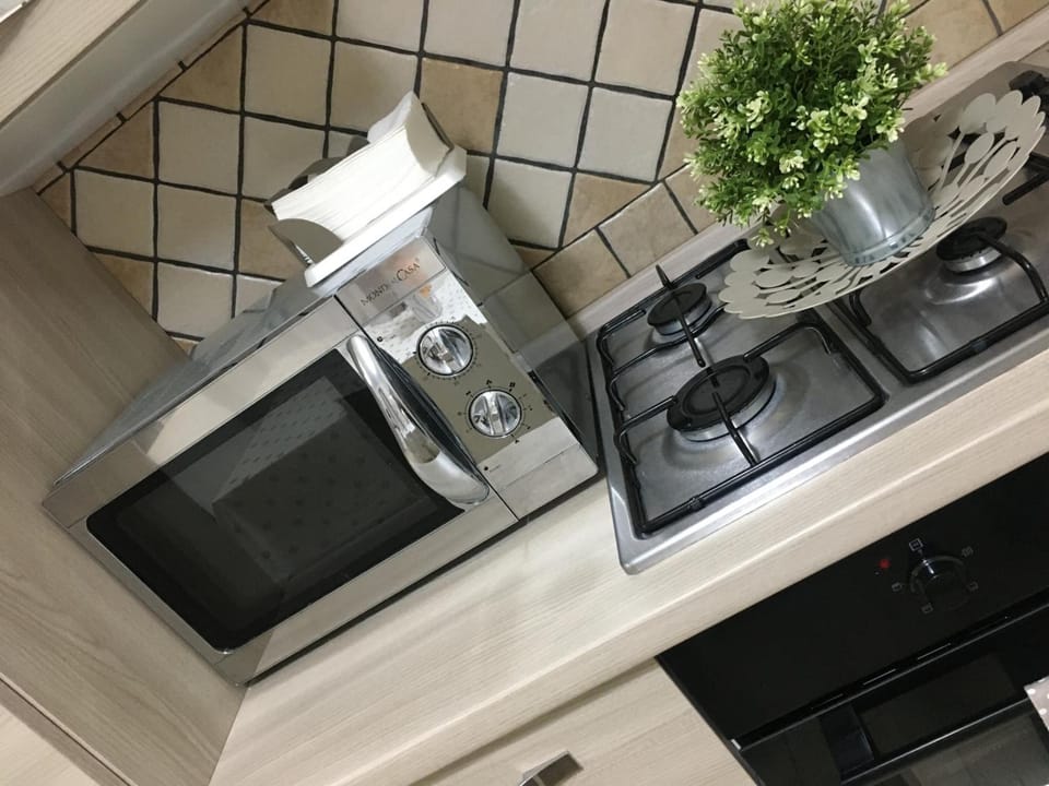 Full-size fridge, oven, stovetop, cookware/dishes/utensils