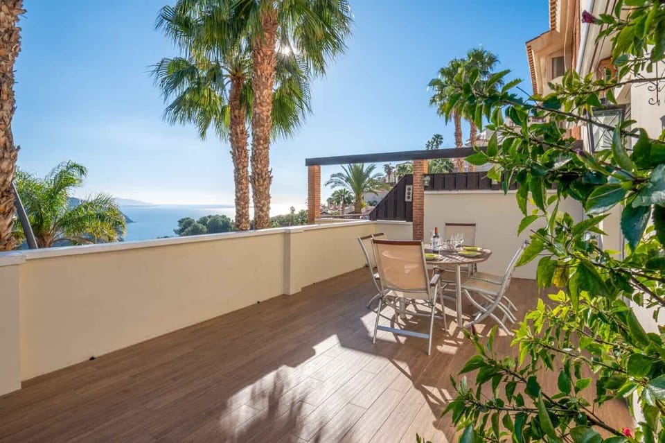 Beautiful terrace with on the right a spectacular see sight!