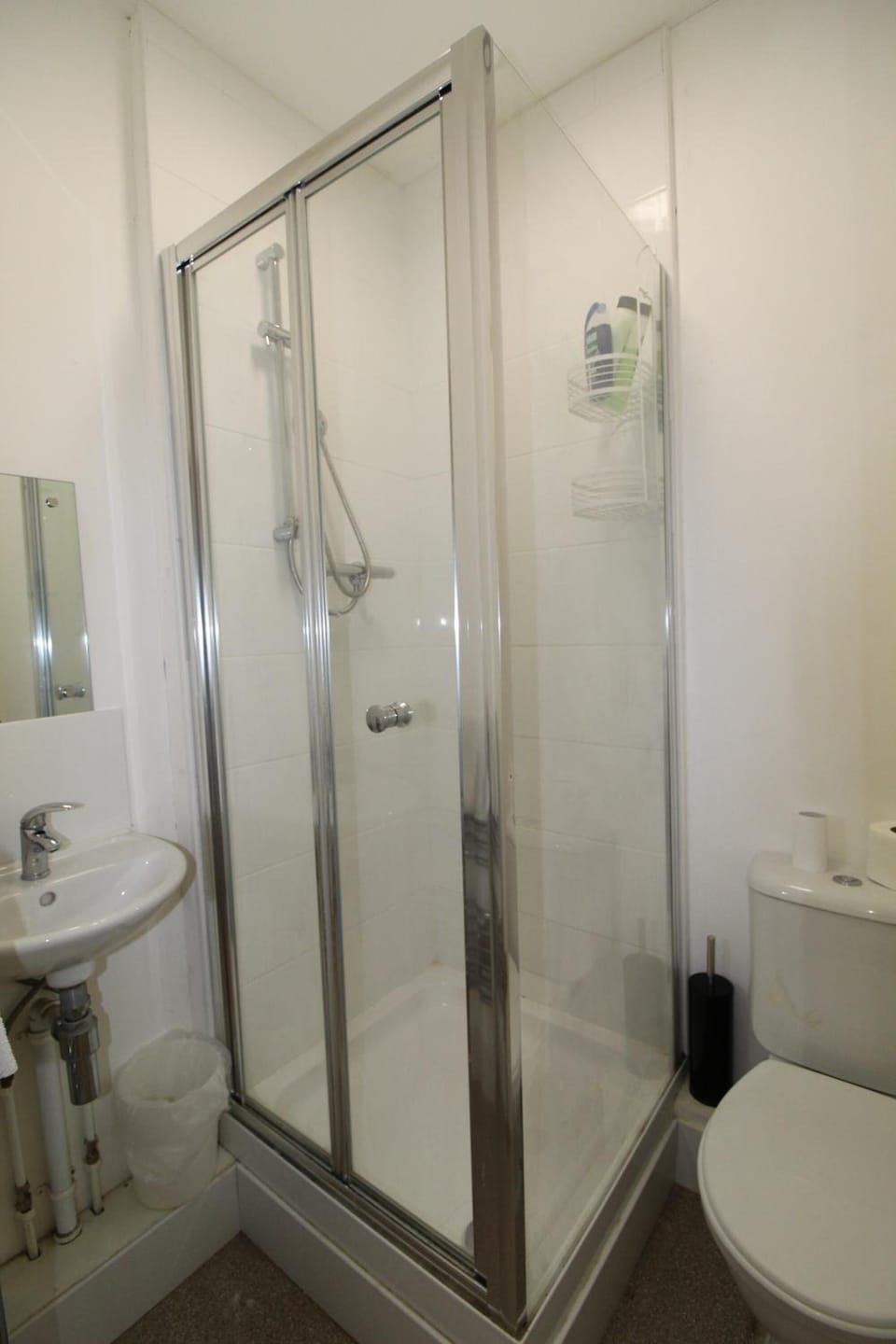 Combined shower/tub, free toiletries, towels, toilet paper