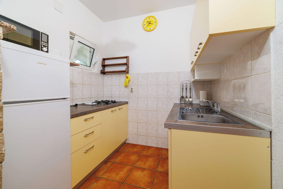 Apartment (A2) | Private kitchen | Fridge, microwave, stovetop, espresso maker