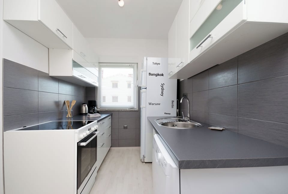 Apartment (A1) | Private kitchen | Fridge, oven, stovetop, cookware/dishes/utensils