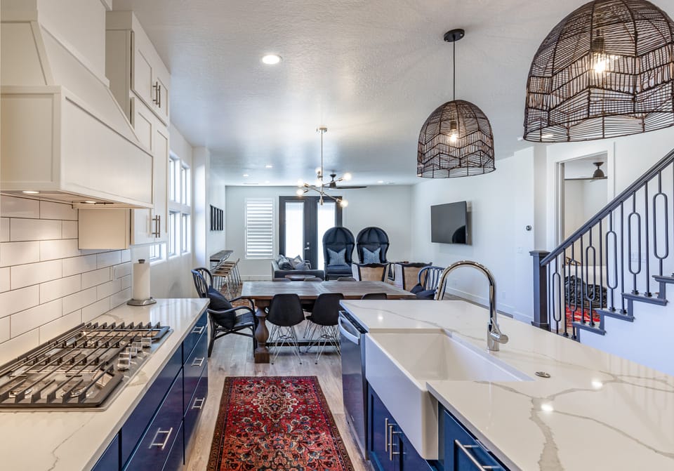 Kitchen View of Dining Area - With an open and spacious floor plan, the Dining Room and Kitchen can accommodate meal preparations for groups large or small.