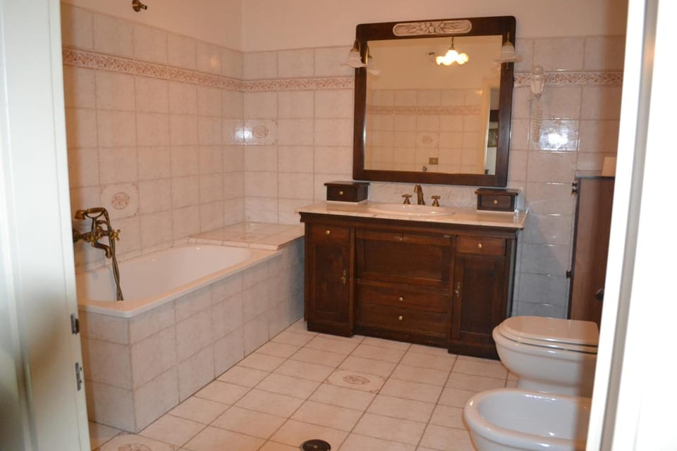 Shower, free toiletries, hair dryer, bidet