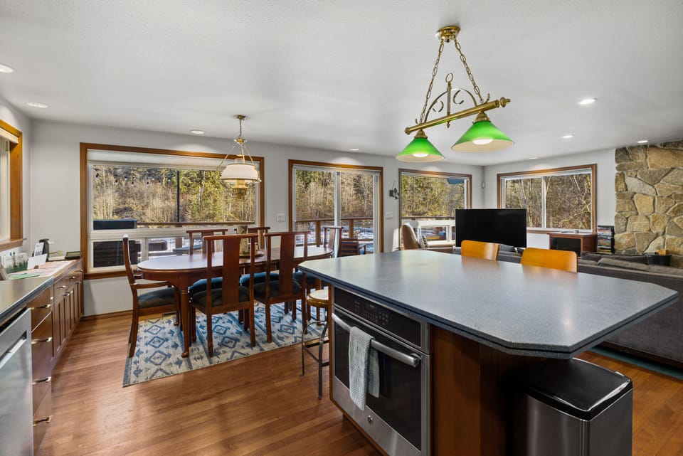 Full kitchen offers prep space and top-of-the-line stainless steel devices