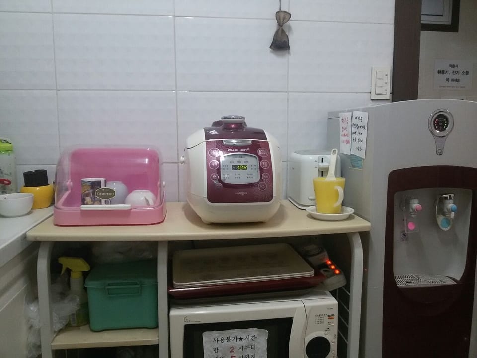 Fridge, electric kettle