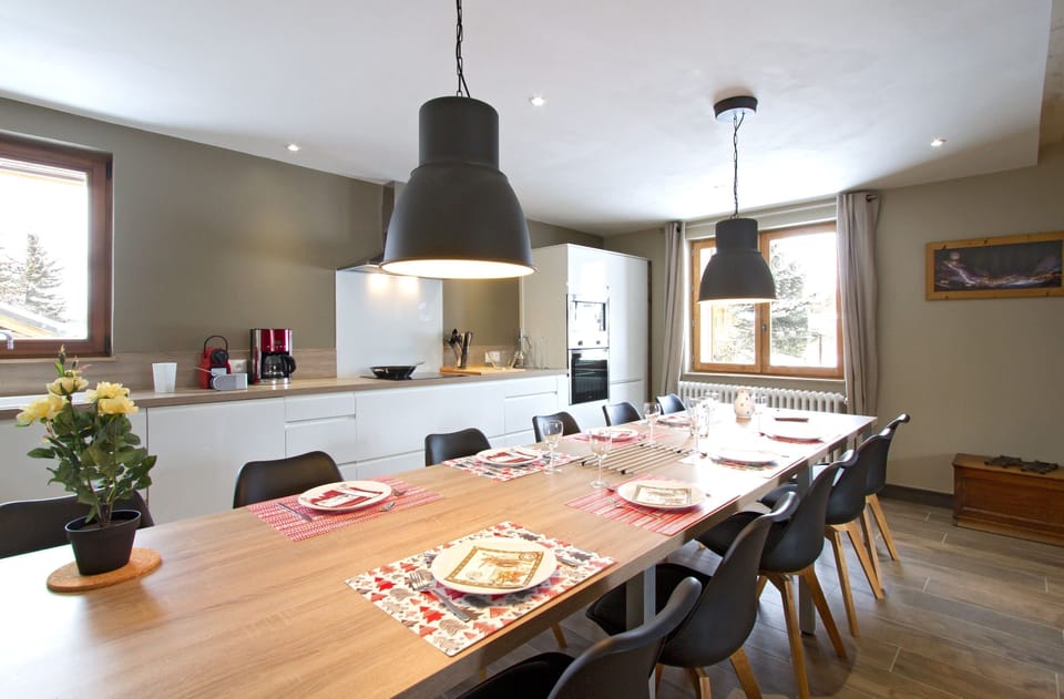 Enjoy a meal at the table with family and friends.