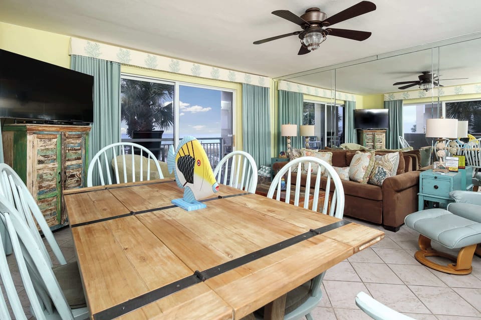 Dining table with seating for six