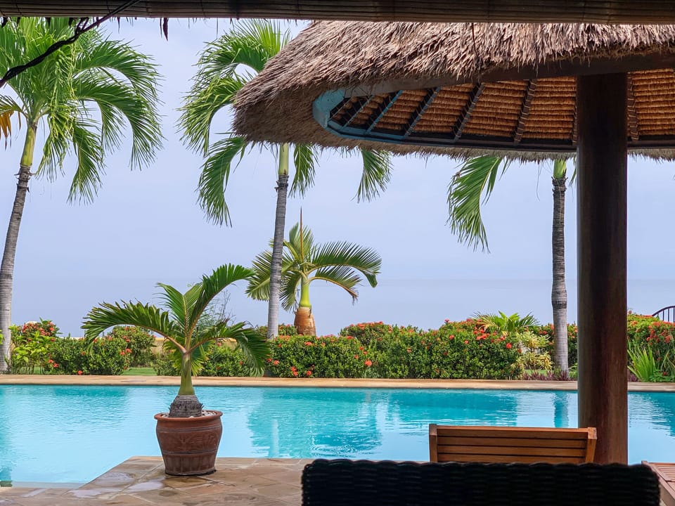 Seaviews and pool view from the deck, absolute beachfront.