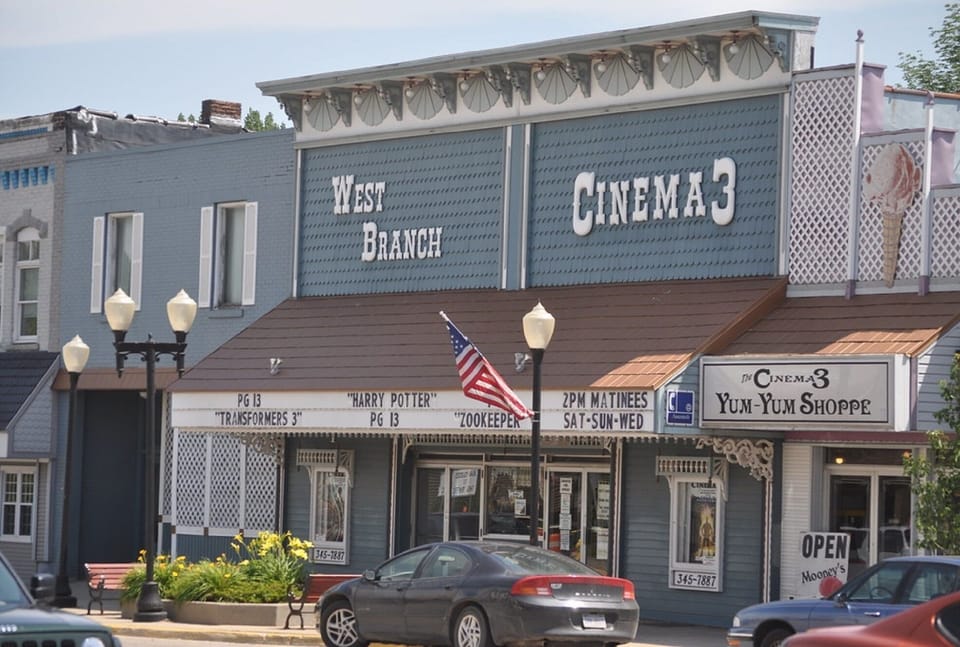 Downtown West Branch, 15 minutes from the cabin.