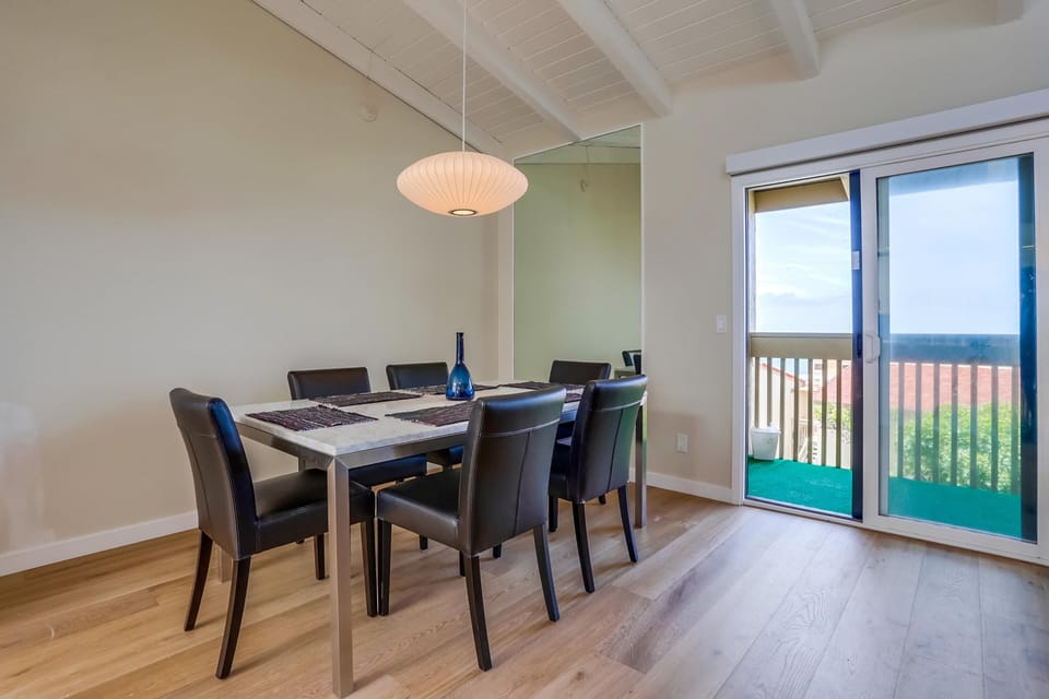 Sliding doors make it easy to move between indoor and outdoor spaces.