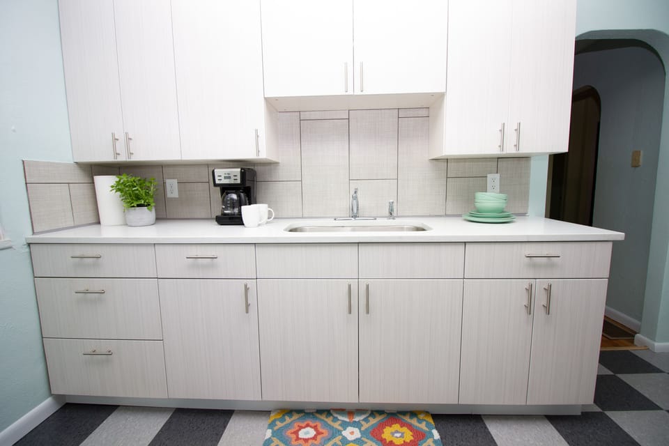 New Kitchen with quartz counter tops.