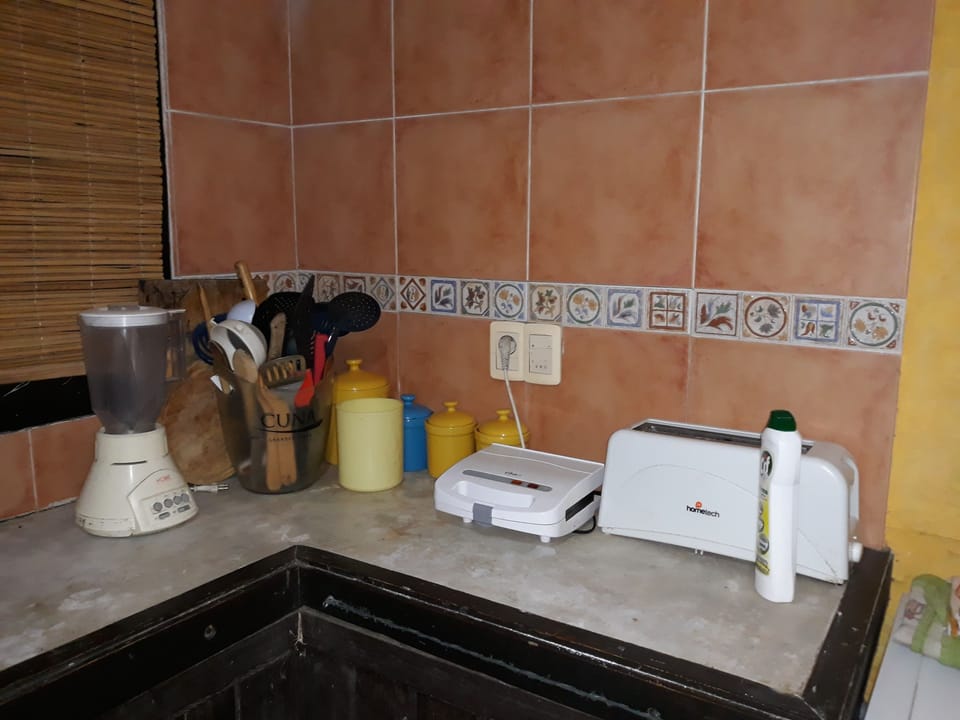 Espresso maker, coffee/tea maker, fridge, microwave