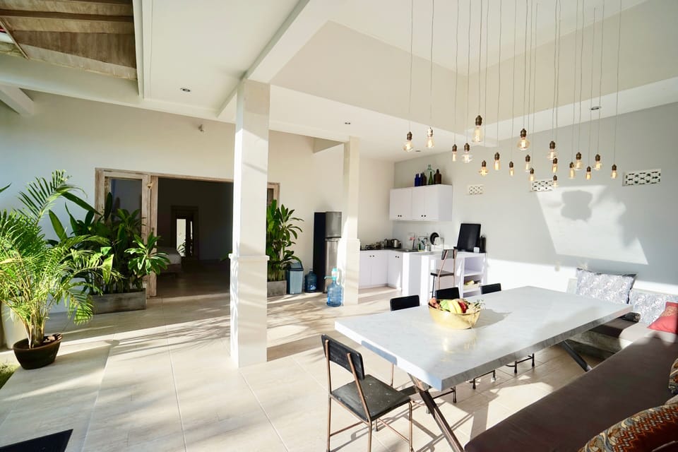 Family / friends fun times around this marble dining table, seating 8-10