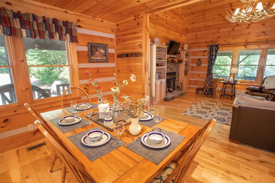 Dining table adjacent to living area