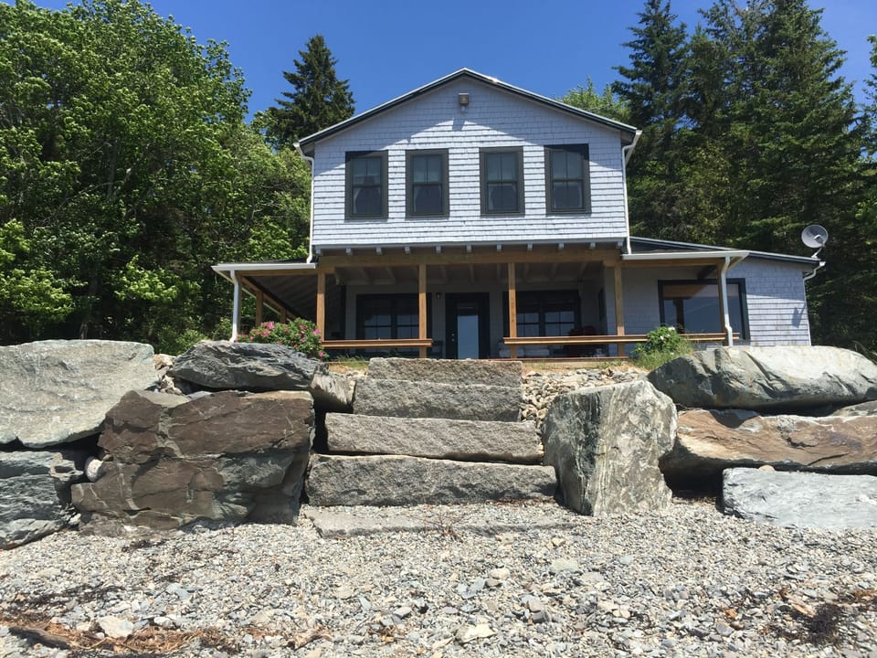 Granite steps right from yard down to private beach!